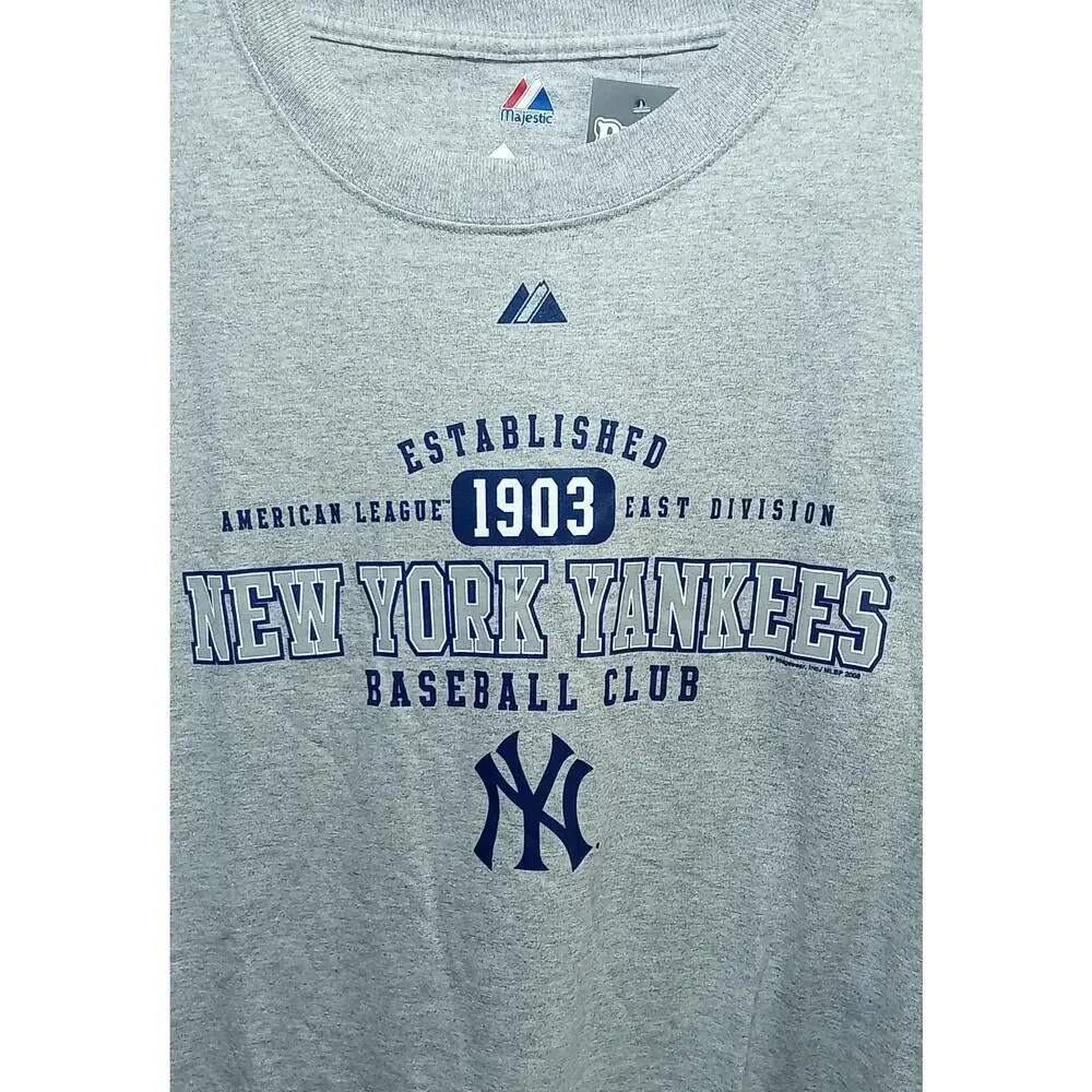 Y2K 2008 New York Yankees Baseball Club Majestic Gray Shirt Men's Medium